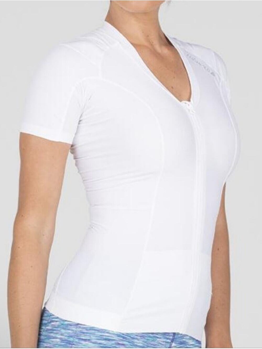 AlignMed Postural Fitness Zip Front Shirt in White Size L